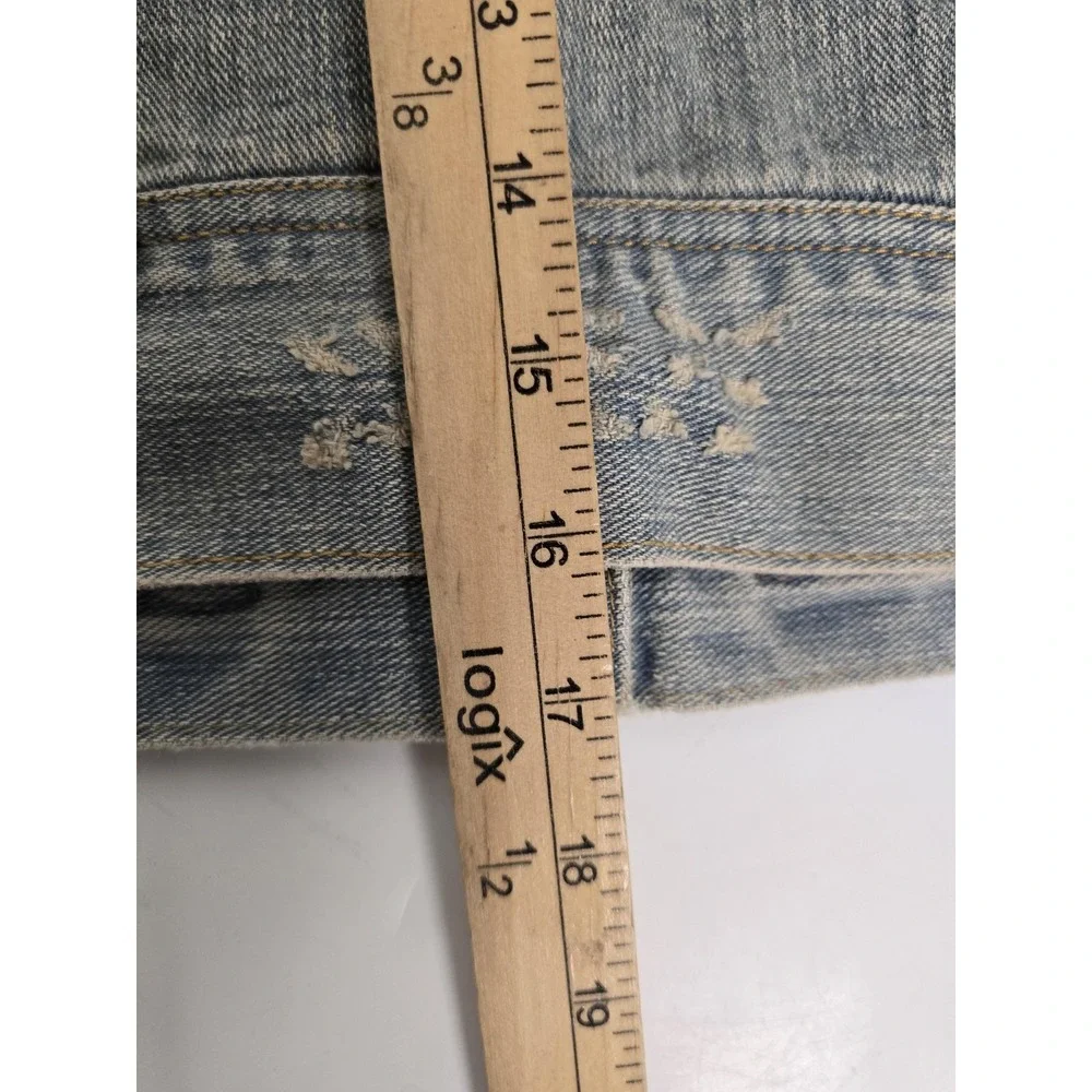Levis Jeans Jacket Mens XL Blue Distressed Trucker Western Button Up Bleach Wash